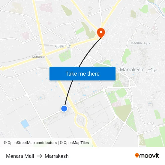 Menara Mall to Marrakesh map