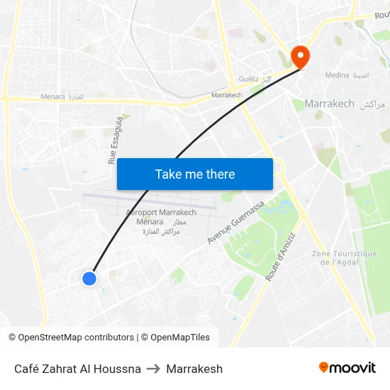 Café Zahrat Al Houssna to Marrakesh map