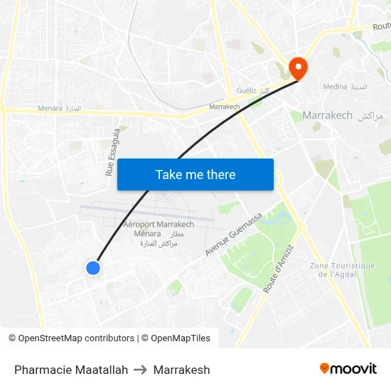 Pharmacie Maatallah to Marrakesh map