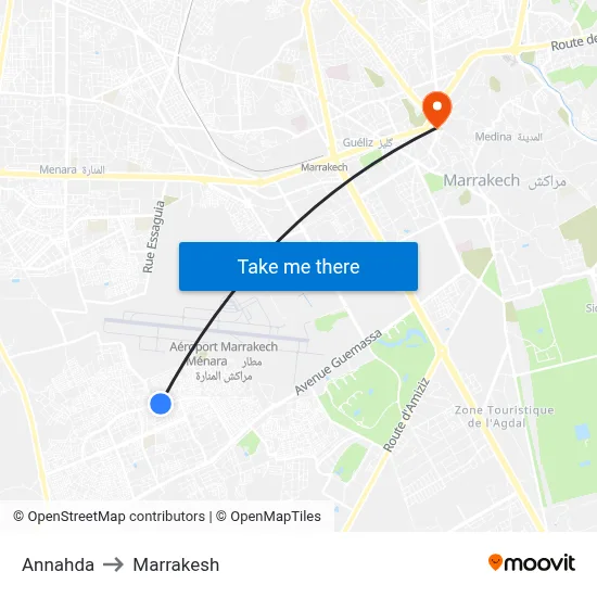 Annahda to Marrakesh map