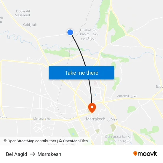 Bel Aagid to Marrakesh map