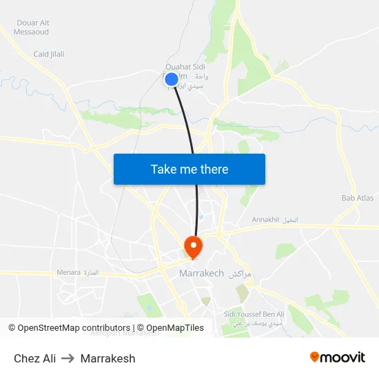 Chez Ali to Marrakesh map