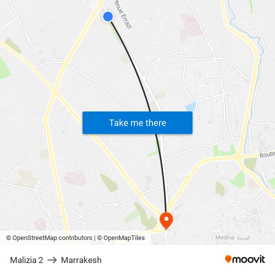 Malizia 2 to Marrakesh map