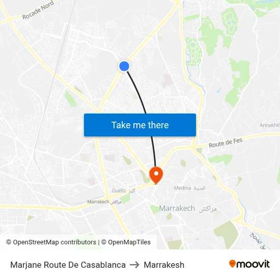 Marjane Route De Casablanca to Marrakesh map