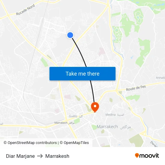 Diar Marjane to Marrakesh map