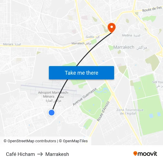 Café Hicham to Marrakesh map