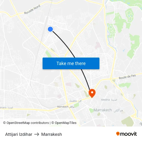 Attijari Izdihar to Marrakesh map