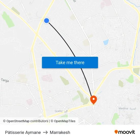 Pâtisserie Aymane to Marrakesh map