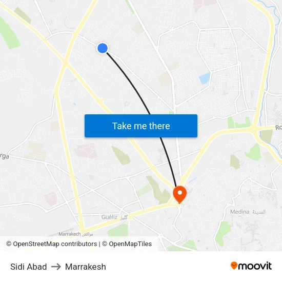 Sidi Abad to Marrakesh map