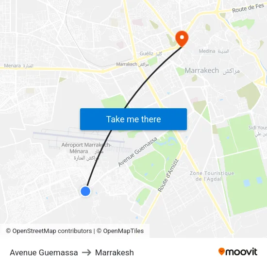 Avenue Guemassa to Marrakesh map
