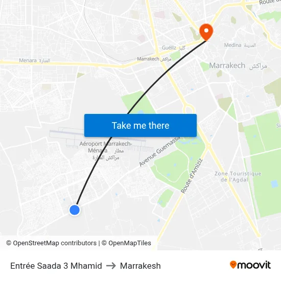 Entrée Saada 3 Mhamid to Marrakesh map