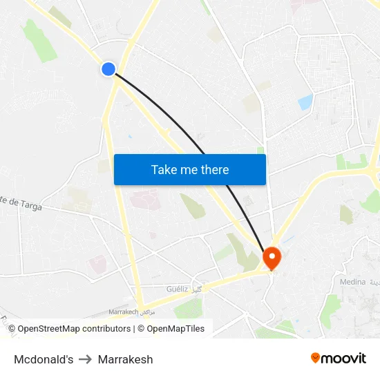 Mcdonald's to Marrakesh map