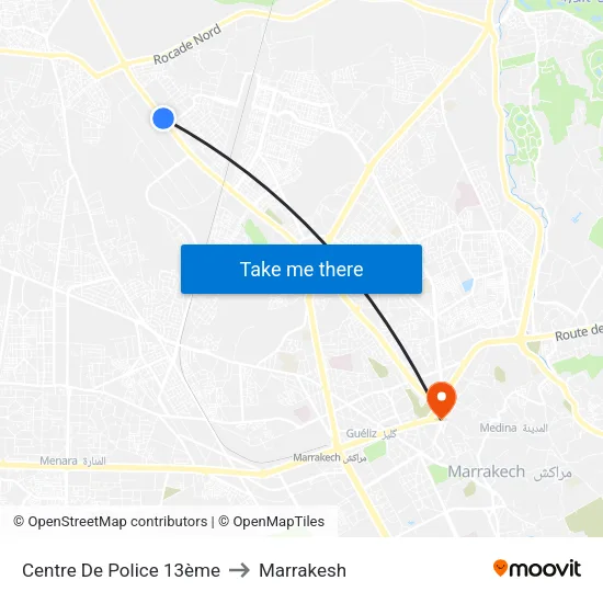Centre De Police 13ème to Marrakesh map