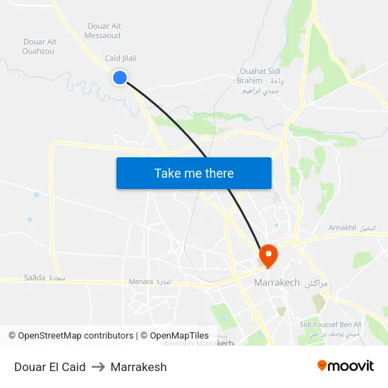 Douar El Caid to Marrakesh map