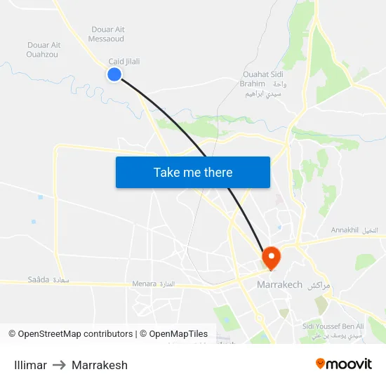 Illimar to Marrakesh map