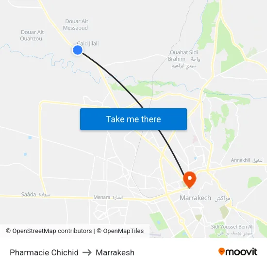 Chichid Pharmacy to Marrakesh map