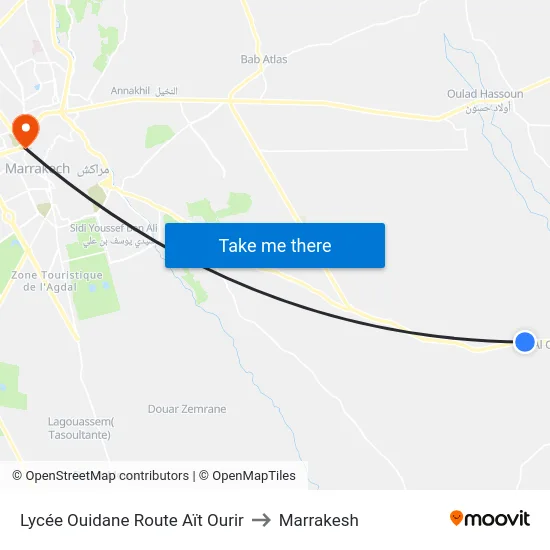 Lycée Ouidane Route Aït Ourir to Marrakesh map