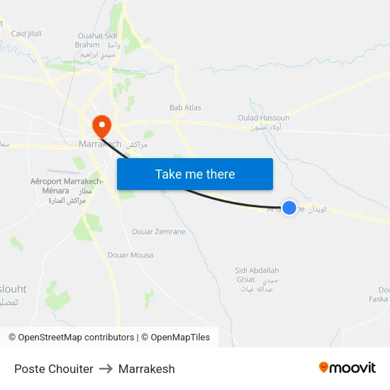 Poste Chouiter to Marrakesh map