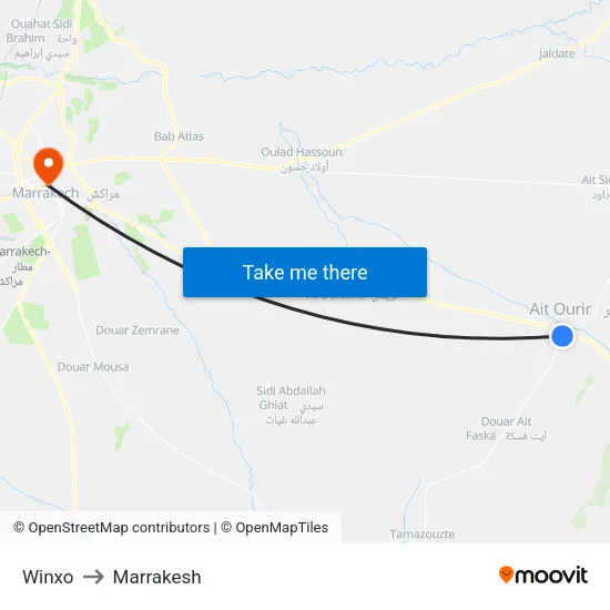 Winxo to Marrakesh map