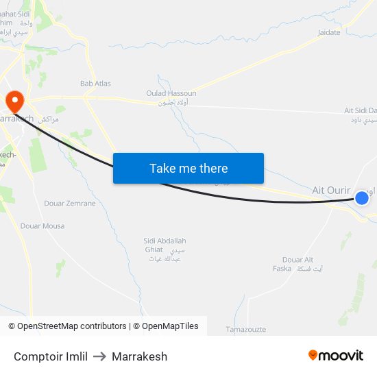 Comptoir Imlil to Marrakesh map