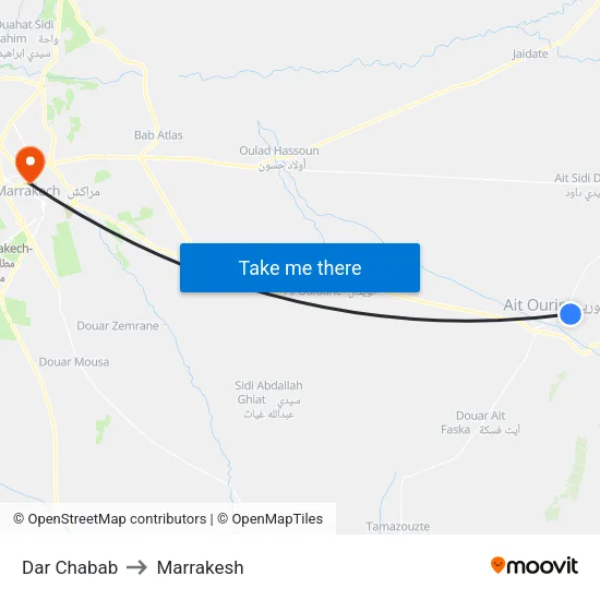 Dar Chabab to Marrakesh map