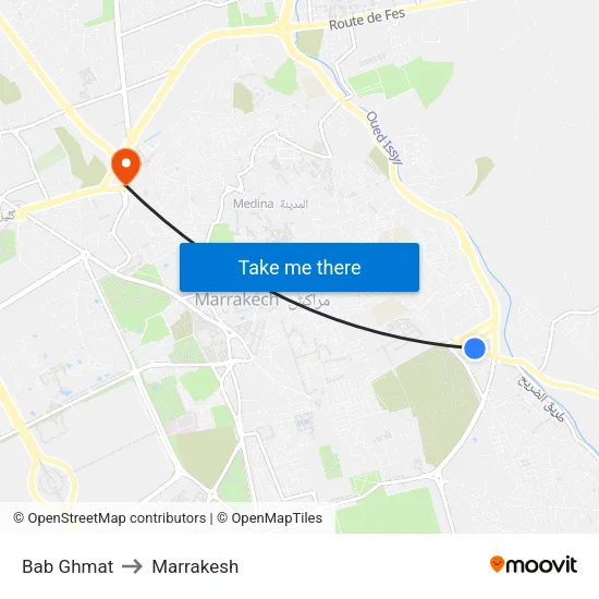 Bab Ghmat to Marrakesh map