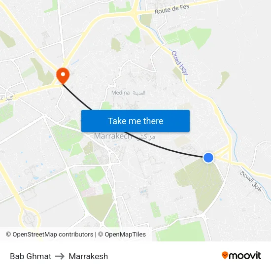 Bab Ghmat to Marrakesh map