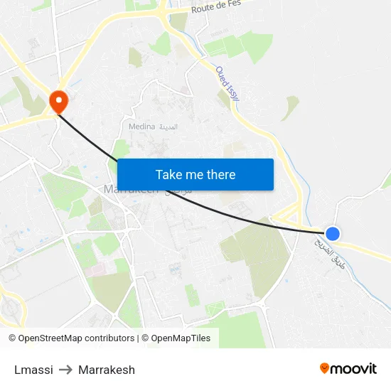 Lmassi to Marrakesh map