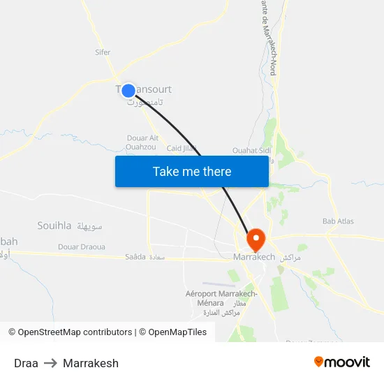 Draa to Marrakesh map