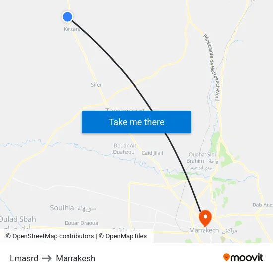 Lmasrd to Marrakesh map