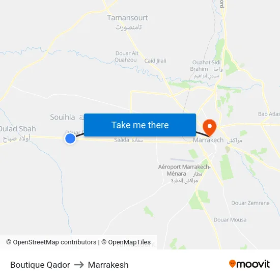 Boutique Qador to Marrakesh map