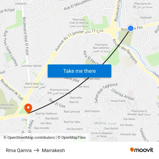 Rma Qamra to Marrakesh map