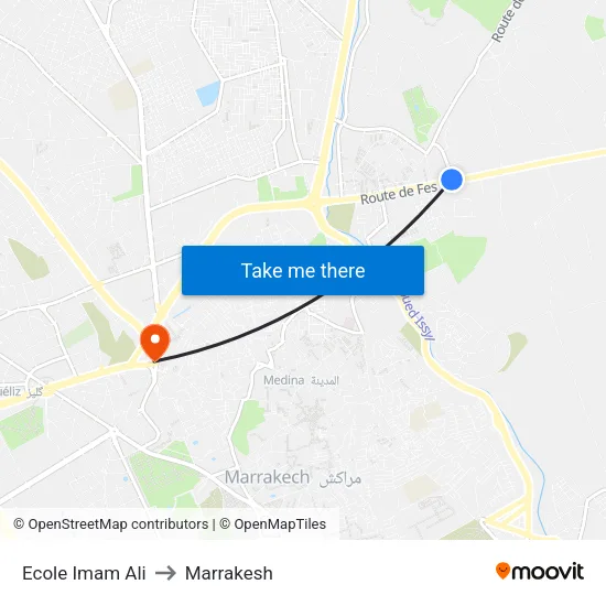 Ecole Imam Ali to Marrakesh map