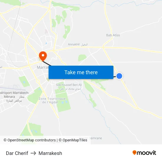 Dar Cherif to Marrakesh map
