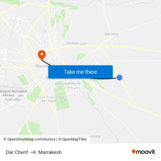 Dar Cherif to Marrakesh map