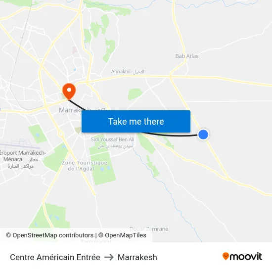 Centre Américain Entrée to Marrakesh map