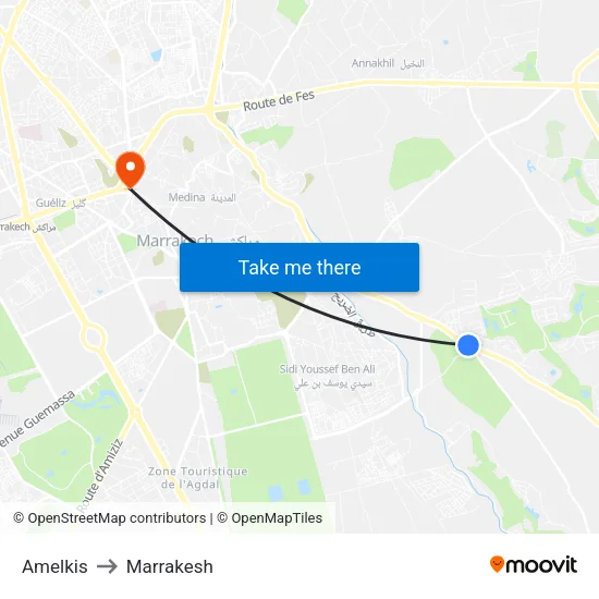 Amelkis to Marrakesh map