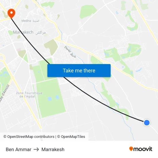 Ben Ammar to Marrakesh map