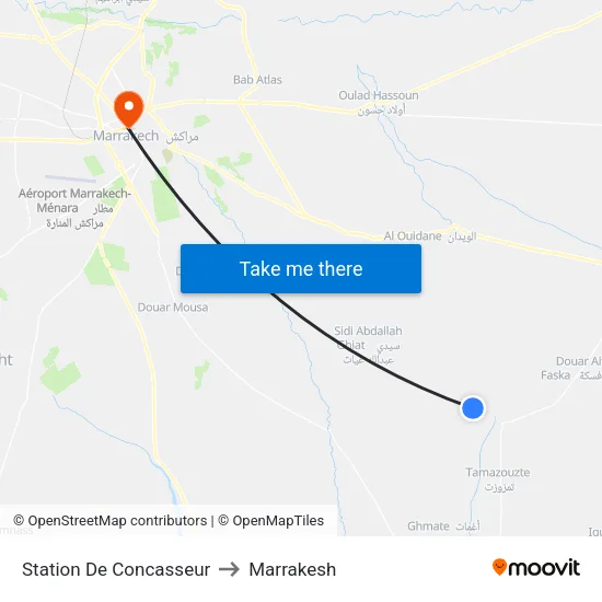 Station De Concasseur to Marrakesh map