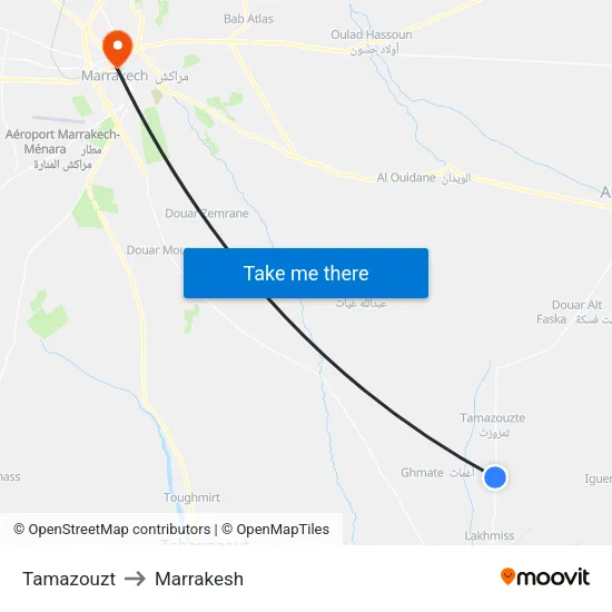 Tamazouzt to Marrakesh map