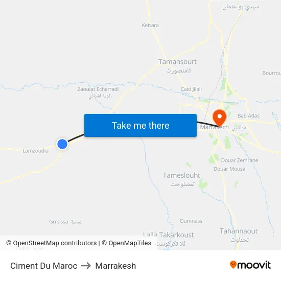 Ciment Du Maroc to Marrakesh map