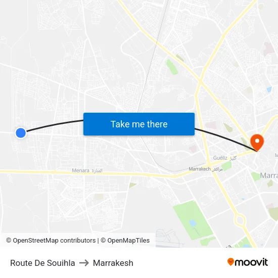 Route De Souihla to Marrakesh map