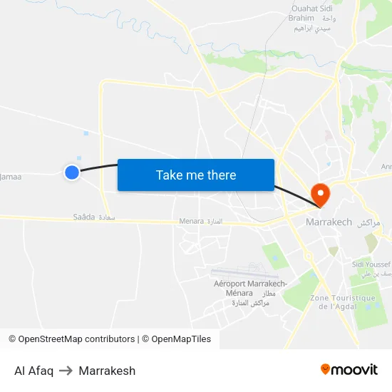 Al Afaq to Marrakesh map