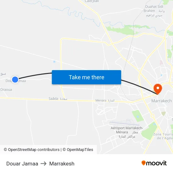 Douar Jamaa to Marrakesh map