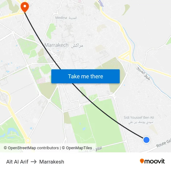 Aït Al Arif to Marrakesh map