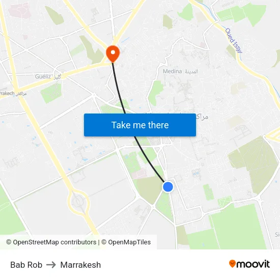 Bab Rob to Marrakesh map