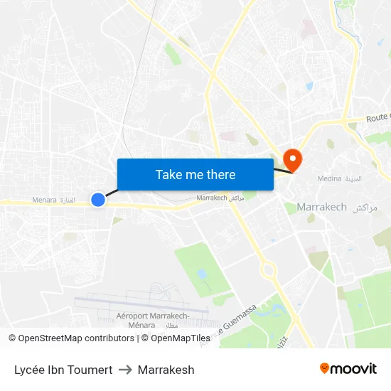Lycée Ibn Toumert to Marrakesh map