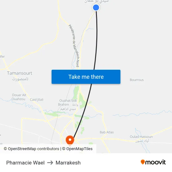 Pharmacie Wael to Marrakesh map