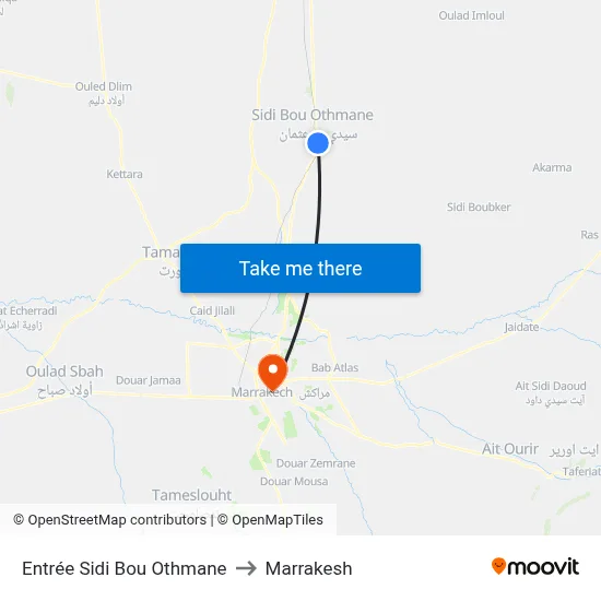 Entrée Sidi Bou Othmane to Marrakesh map