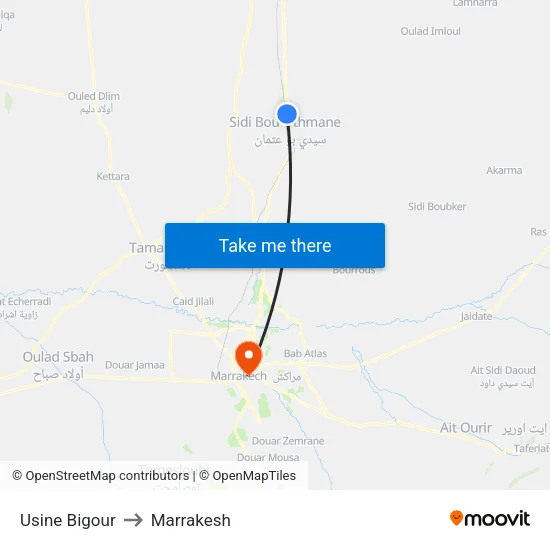 Bigour Factory to Marrakesh map